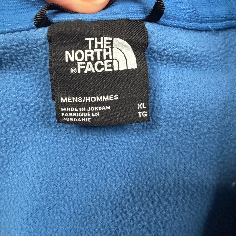 The North Face Mens XL Blue Heathered Quarter Zip Fleece Pullover Chest Pocket - Picture 5 of 9